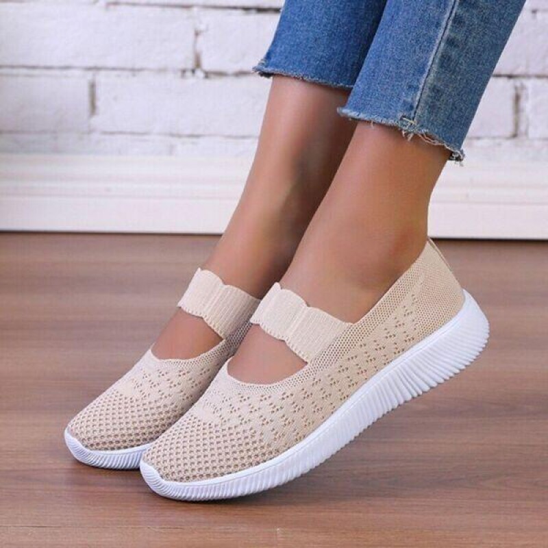 Breathable Knitting Flats Shoes Slip-on Soft Bottom Sneakers SuperLight Non-slip