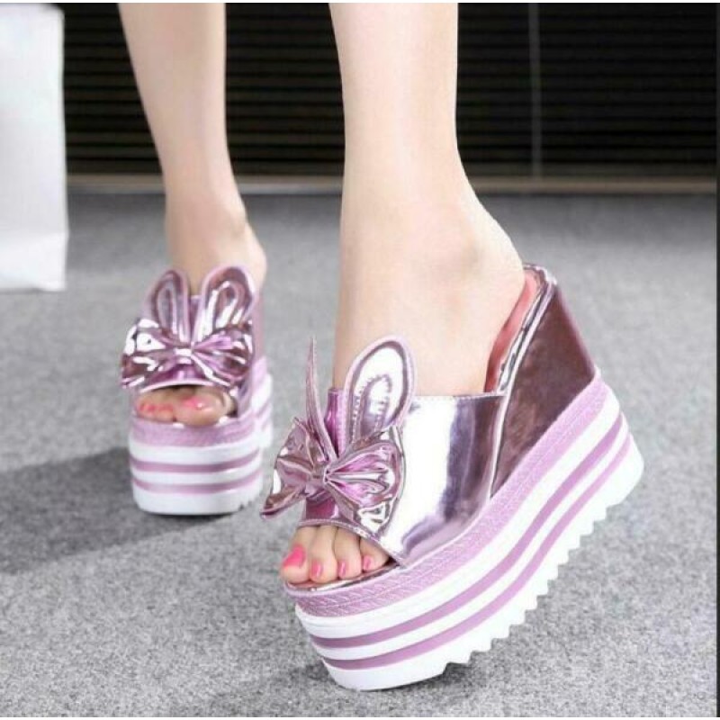 Womens Casual Hot New Rose High Platform Wedge heels Slipper Mules Sneaker Shoes