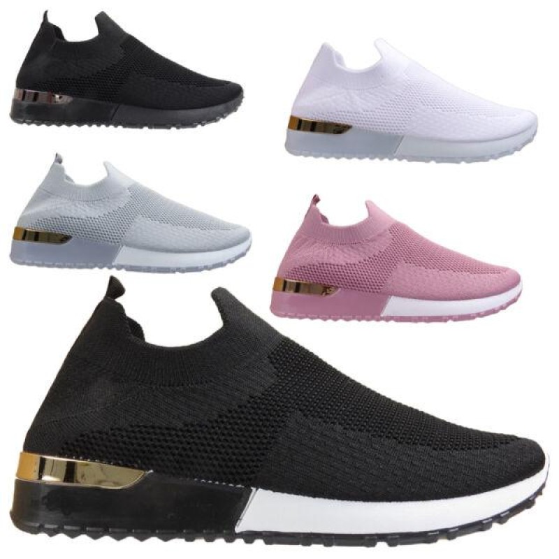 Women's Sock Knit Trainers Ladies Slip On Sneakers Jogging Pumps Comfort Shoes