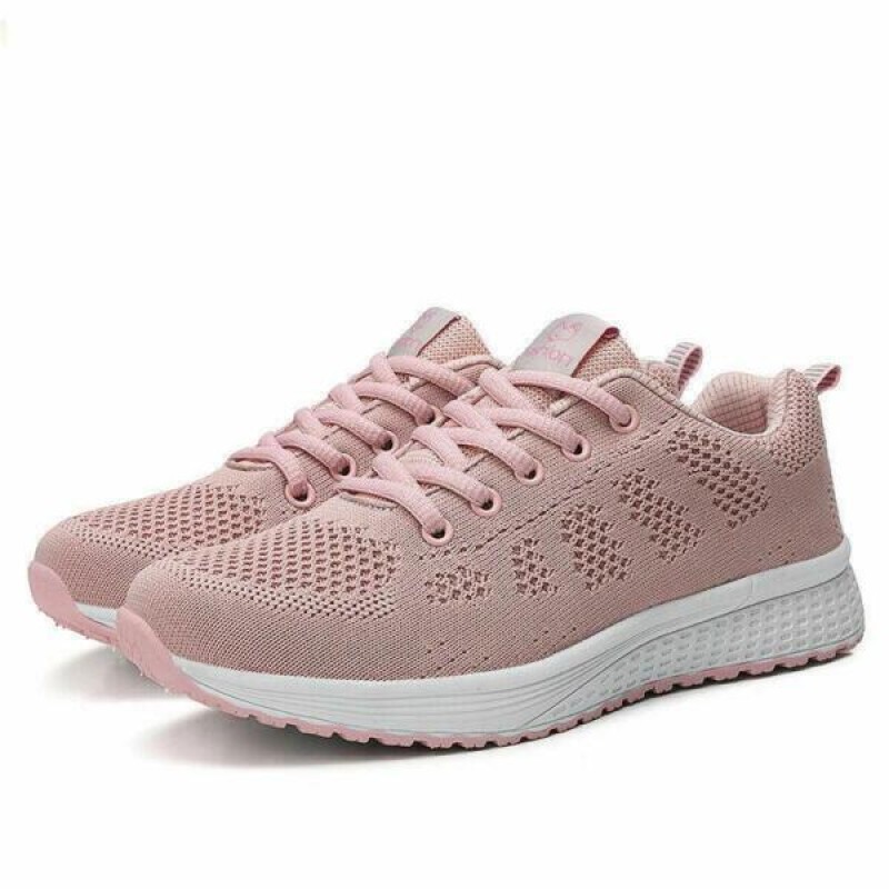 Women weave breathable casual shoes lace up running sport sneakers athletic