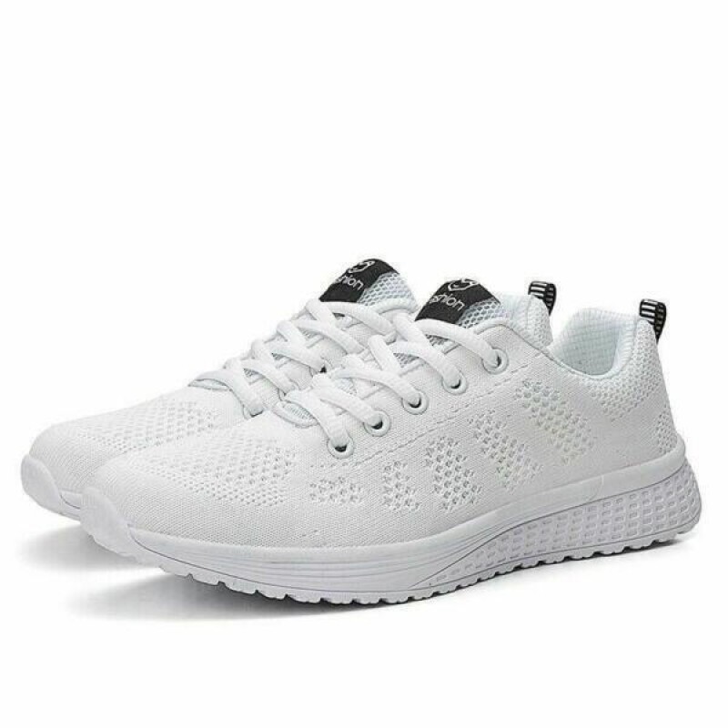 Women weave breathable casual shoes lace up running sport sneakers athletic