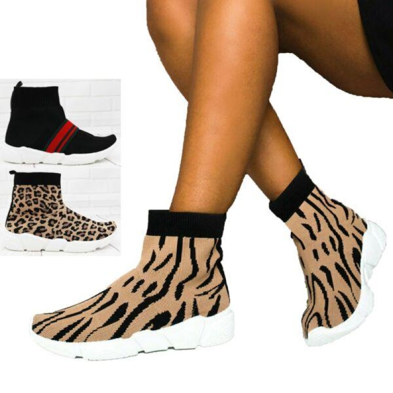 Womens Knit Sock Shoes Runner Sneakers Stretch Ladies Sports Gym Trainers Size