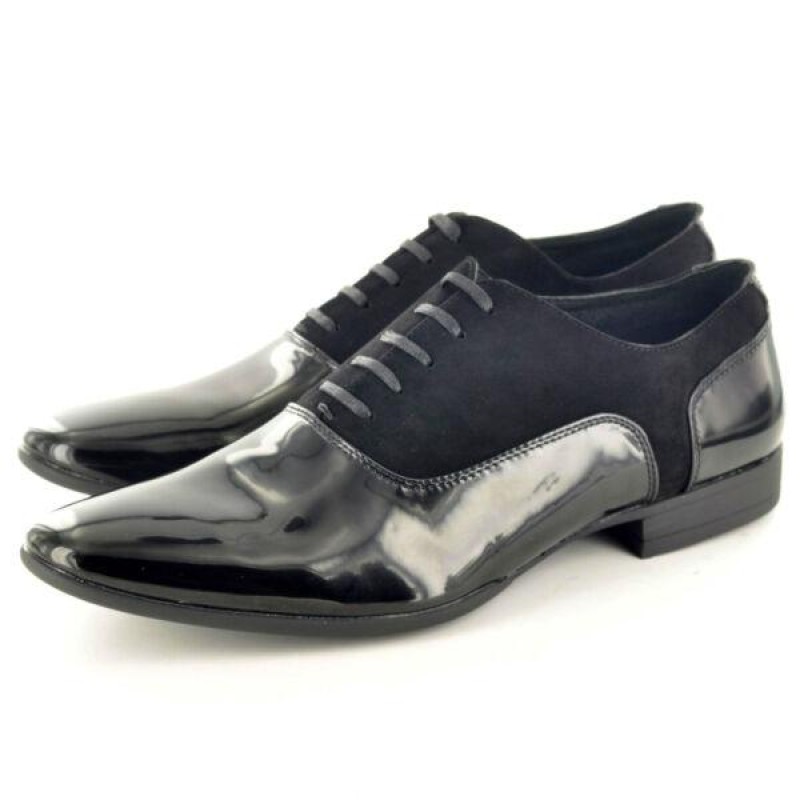 Mens Smart Faux Suede & Patent Formal Lace Up Wedding Shoes In UK Sizes 6-11 