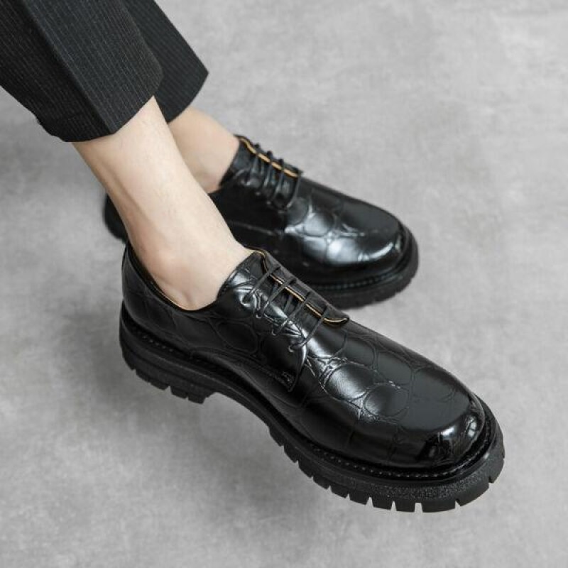 Mens Shoes Creeper Business Lace Up Dress Party Formal Round Toe Faux Leather 