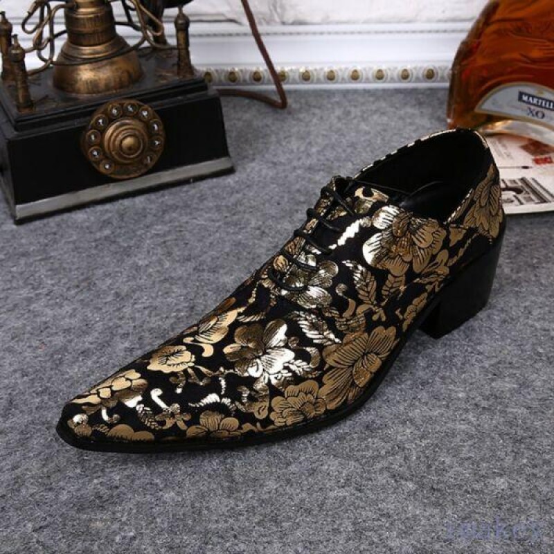 Occident Mens Business Floral Pointy Toe Oxfords Lace-up Dance Party Shoes 37-47