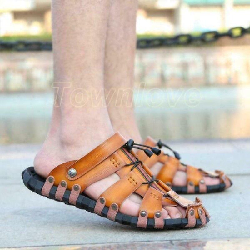 Summer Mens Leather Roman Sandals Shoes Outdoor Beach Sport Casual Slippers New