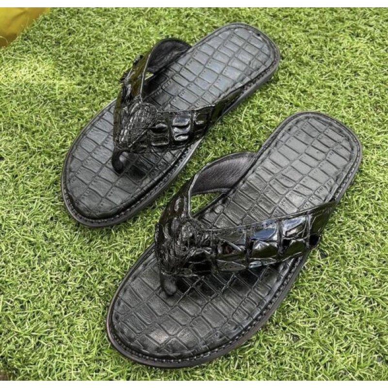 Luxury Men's Flip-flop, Sandals, Genuine Crocodile/Alligator Skin-100% Handmade