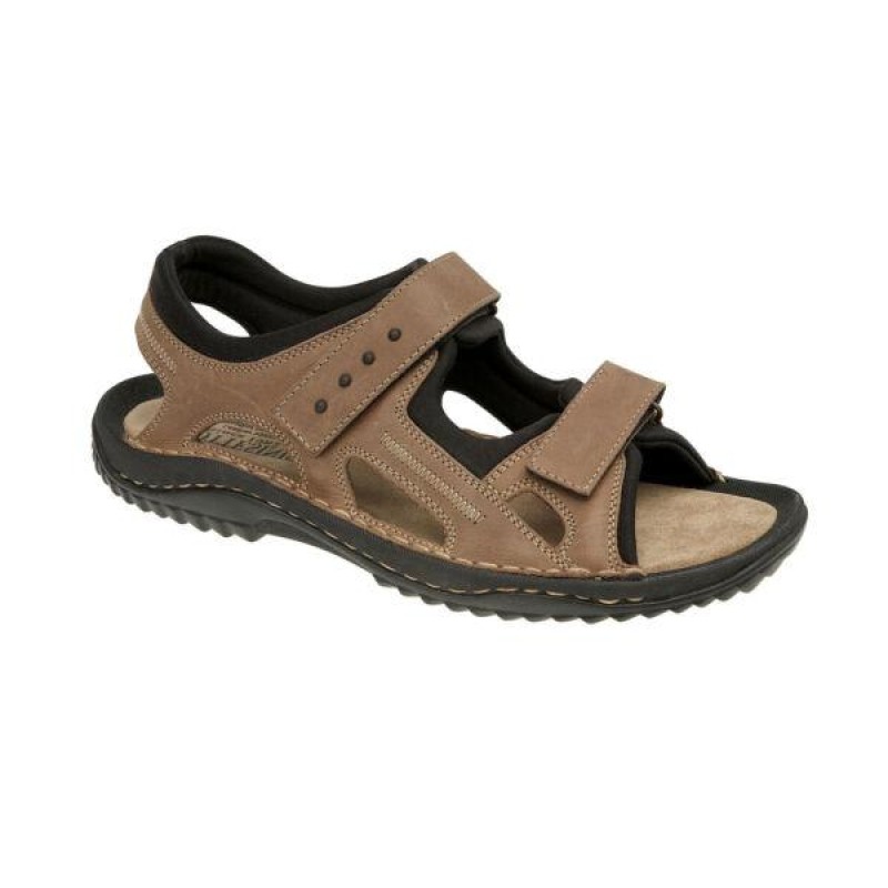 MENS  LEATHER NUBUCK BROWN BLACK SANDAL CASUAL COMFY TOUCH /CLOSE BEACH HOLIDAY