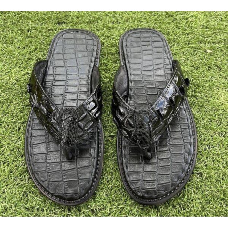 Luxury Men's Flip-flop, Sandals, Genuine Crocodile...