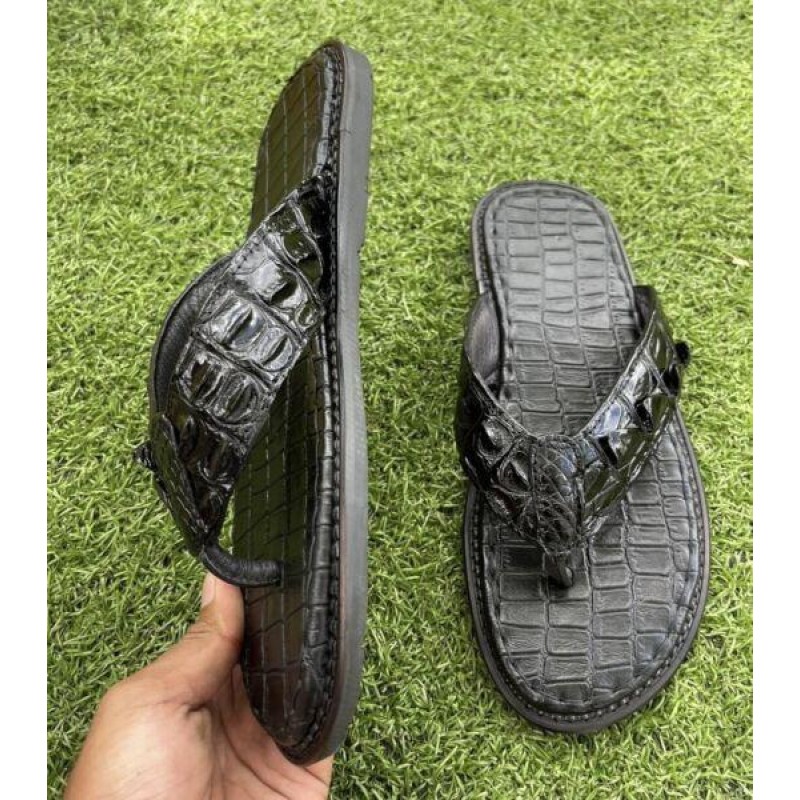 Luxury Men's Flip-flop, Sandals, Genuine Crocodile/Alligator Skin-100% Handmade