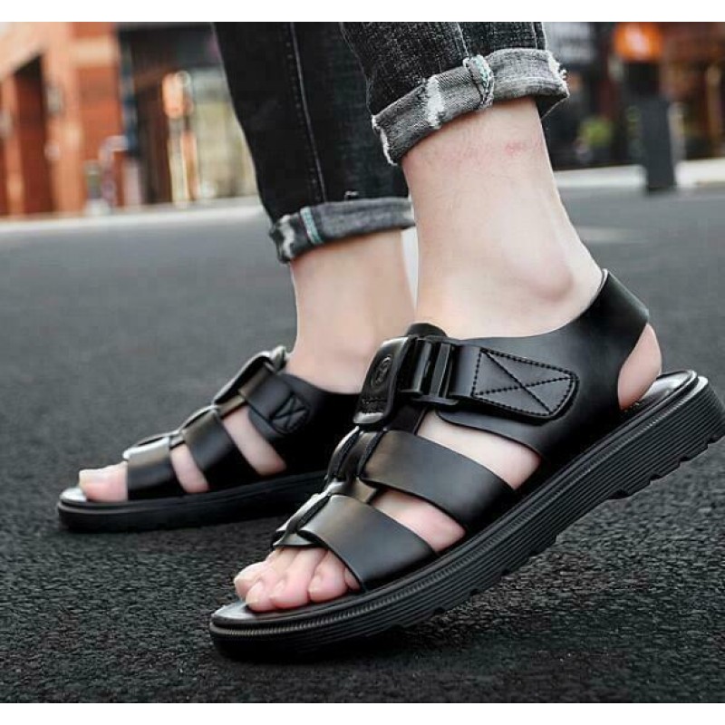 Mens Open Toe Roman Strappy Flats Beach Buckle Sandals Casual Beach Summer Shoes