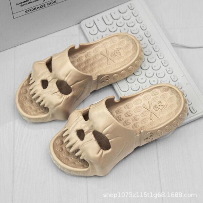 Mens Skull Design Slip On Slide Sandals Home Lightweight Summer Clogs Slippers