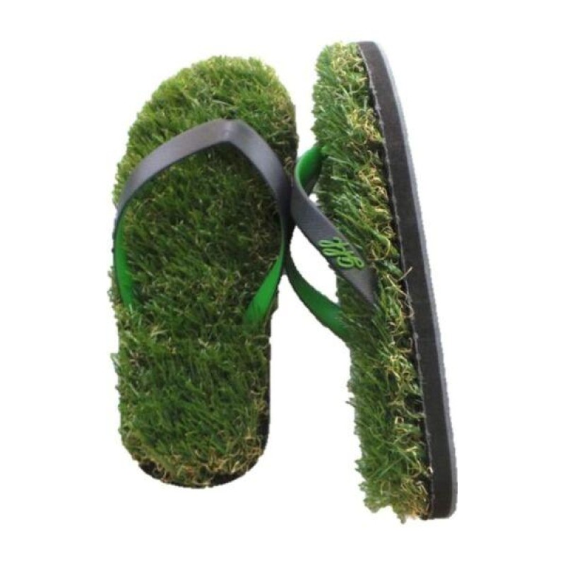 GFF Grass Flip Flops, Large (11-13), Black Green