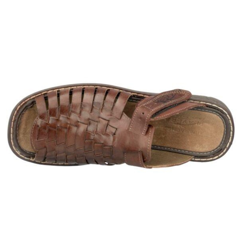 Mens Cognac Authentic Mexican Huaraches Sandals Genuine Woven Leather Slip On