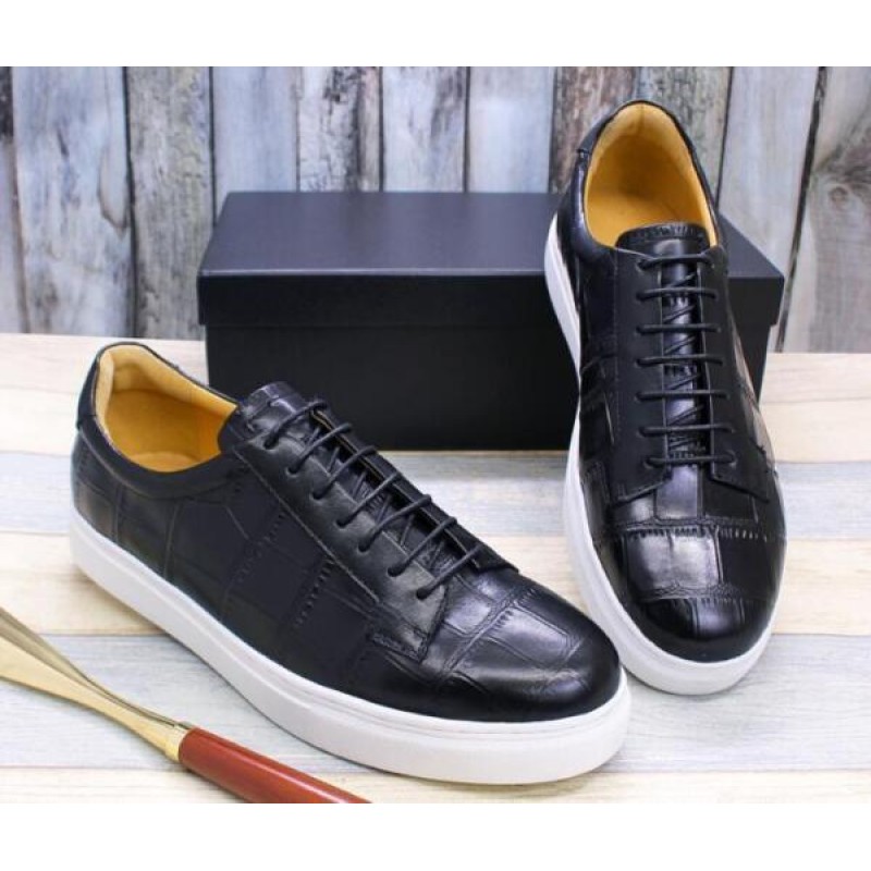 Men's Fashion British Round Toe Textured Lace Up Leather Shoes Youth Sport Shoes