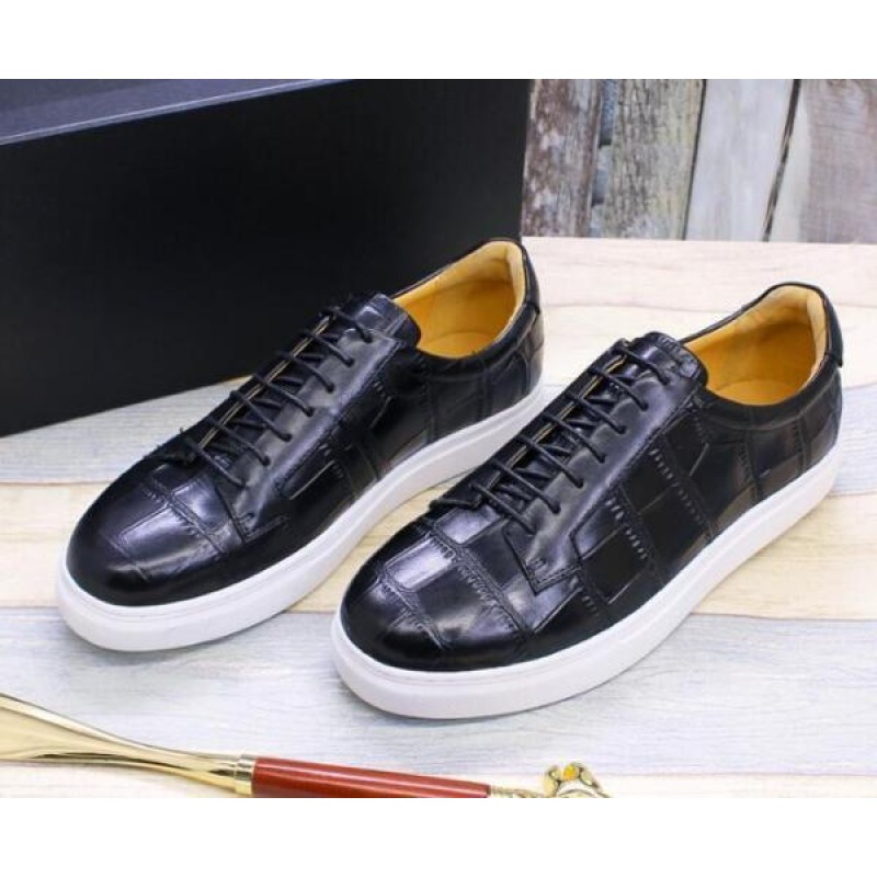 Men's Fashion British Round Toe Textured Lace Up Leather Shoes Youth Sport Shoes