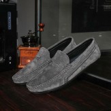 Men Loafers Suede Leather Moccasins Slip On Flat Casual Shoes Driving Shoes Size