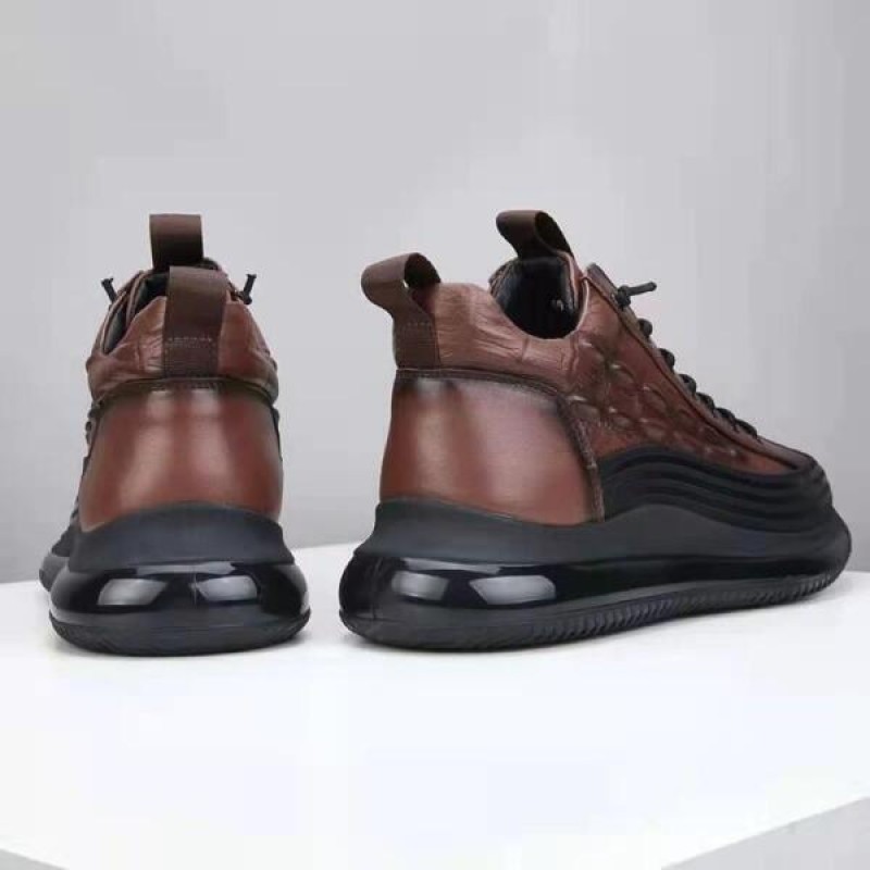 Men's Casual Cowhide Shoes Crocodile Print Men