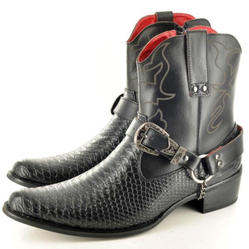 Mens Cowboy Boots Snake Skin Full Zip Western Cowboy Ankle Size 6 7 8 9 10 11 12