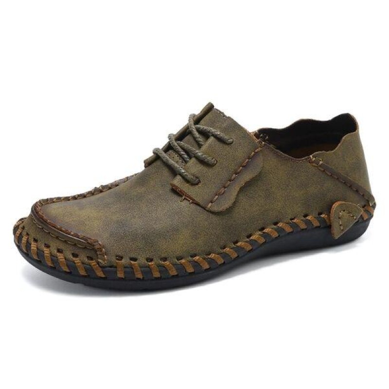 Handmade Leather Casual Shoes Men Lace Up Comforta...