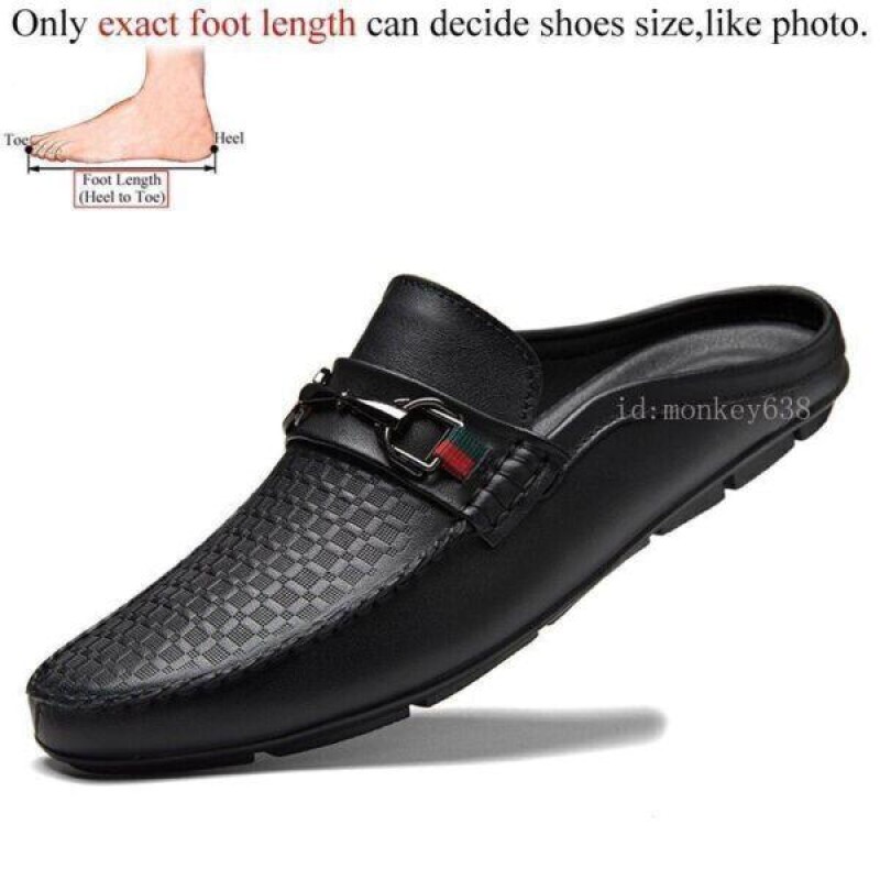 Genuine Leather Casual Slip On Half Shoes Summer Men Loafers Flats Slippers US12