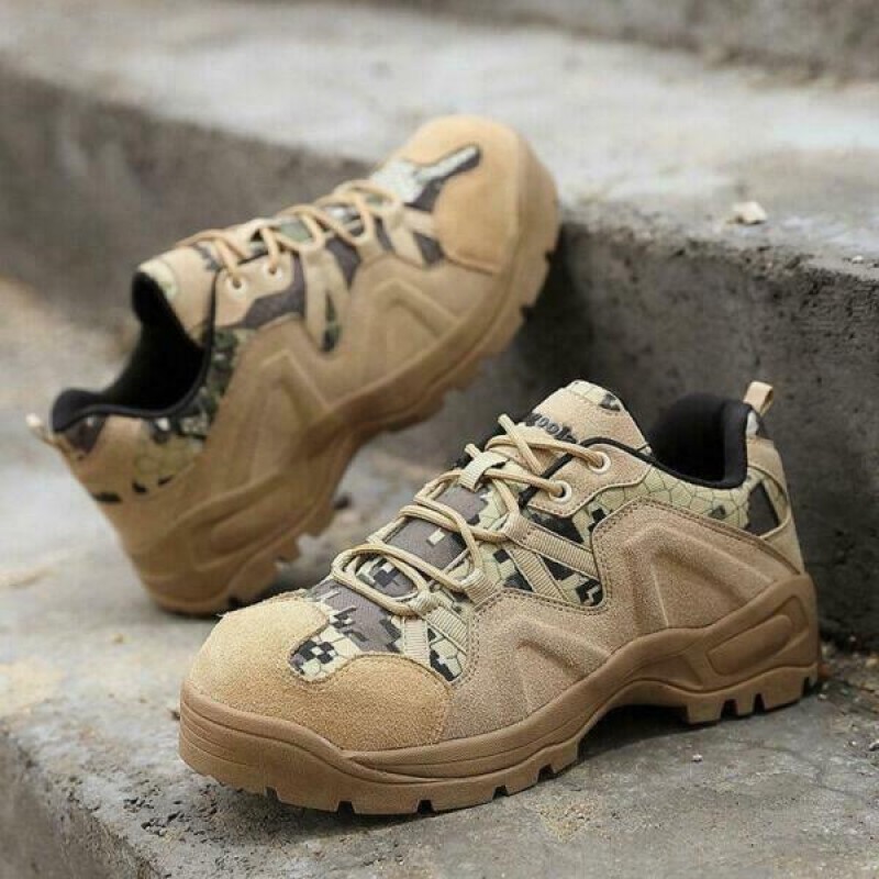 Men Camo Military Army Work Steel Toe Lace Up Hiking Combat Desert Outdoor Shoe 