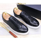 Men's Fashion British Round Toe Textured Lace Up Leather Shoes Youth Sport Shoes