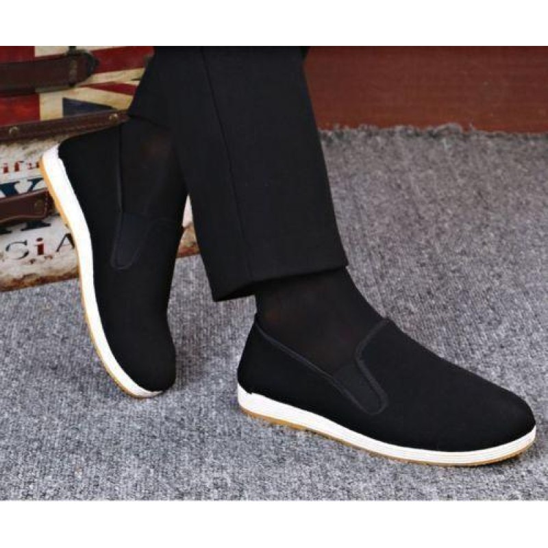 Mens Martial Art Kung Fu Ninja Chinese Shoes Slip On Rubber Sole Canvas Casual