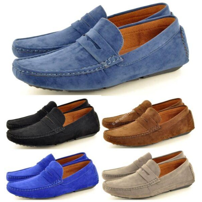 New Mens Loafers Casual Moccasins Faux Suede Slip on Shoes Avail. UK Sizes 6-11