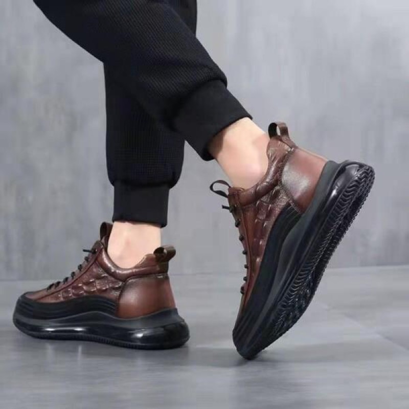 Men's Casual Cowhide Shoes Crocodile Print Men