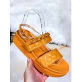 LADIES WOMENS FLAT CHAIN BUCKLE CHUNKY FLATFORM SLIP ON SANDALS HOLIDAY SHOES