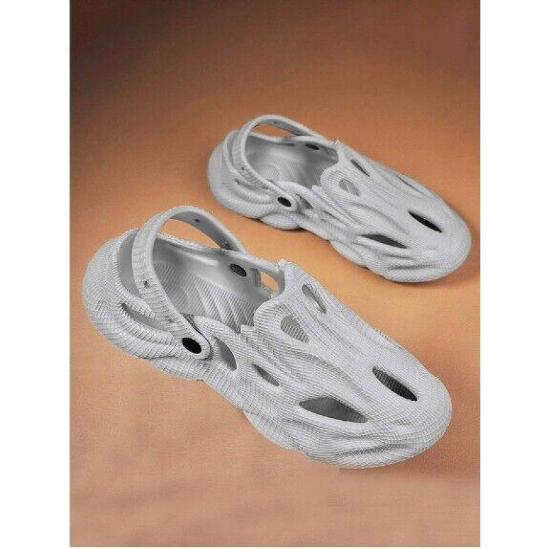 Unisex Grey Clogs Hollow Out Slingback Crocs Size: 8.5, 9,10, 