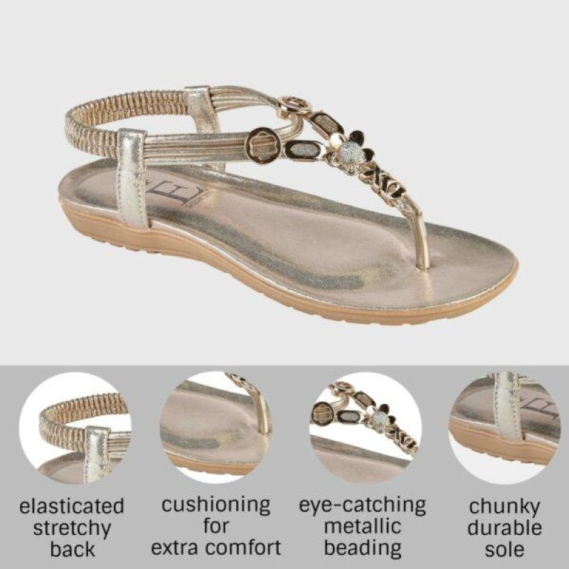 LADIES LIGHTWEIGHT DIAMANTE TOE POST COMFORT SANDAL EMBELLISHED  VARIOUS COLOURS