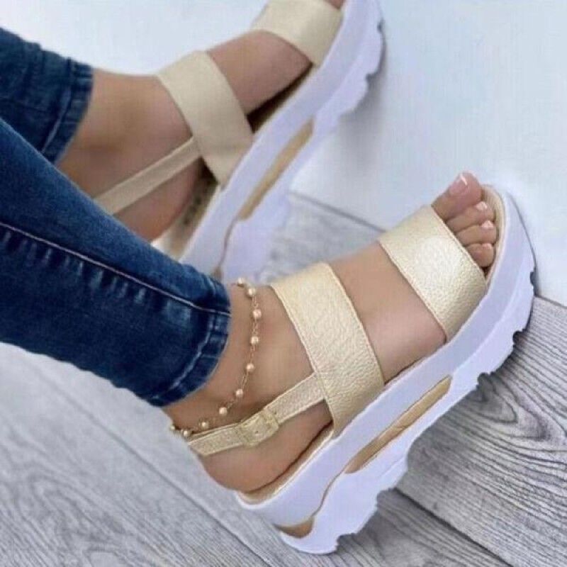 Platform Wedges Shoe Ladies Sandal Buckle Non-slip...