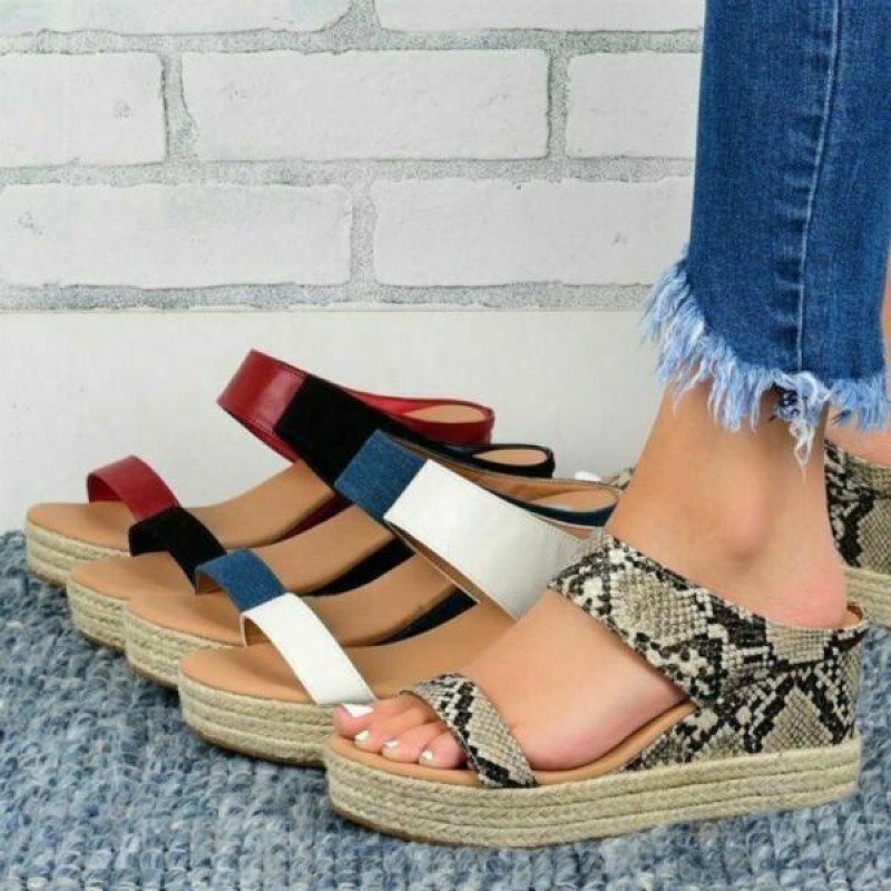 Summer Women Platform Wedge Heels Open Toe Double Strap Surface Casual Slippers