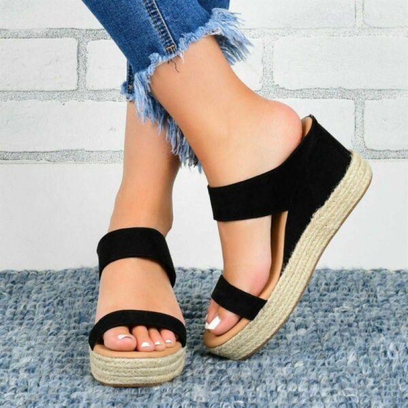 Summer Women Platform Wedge Heels Open Toe Double ...